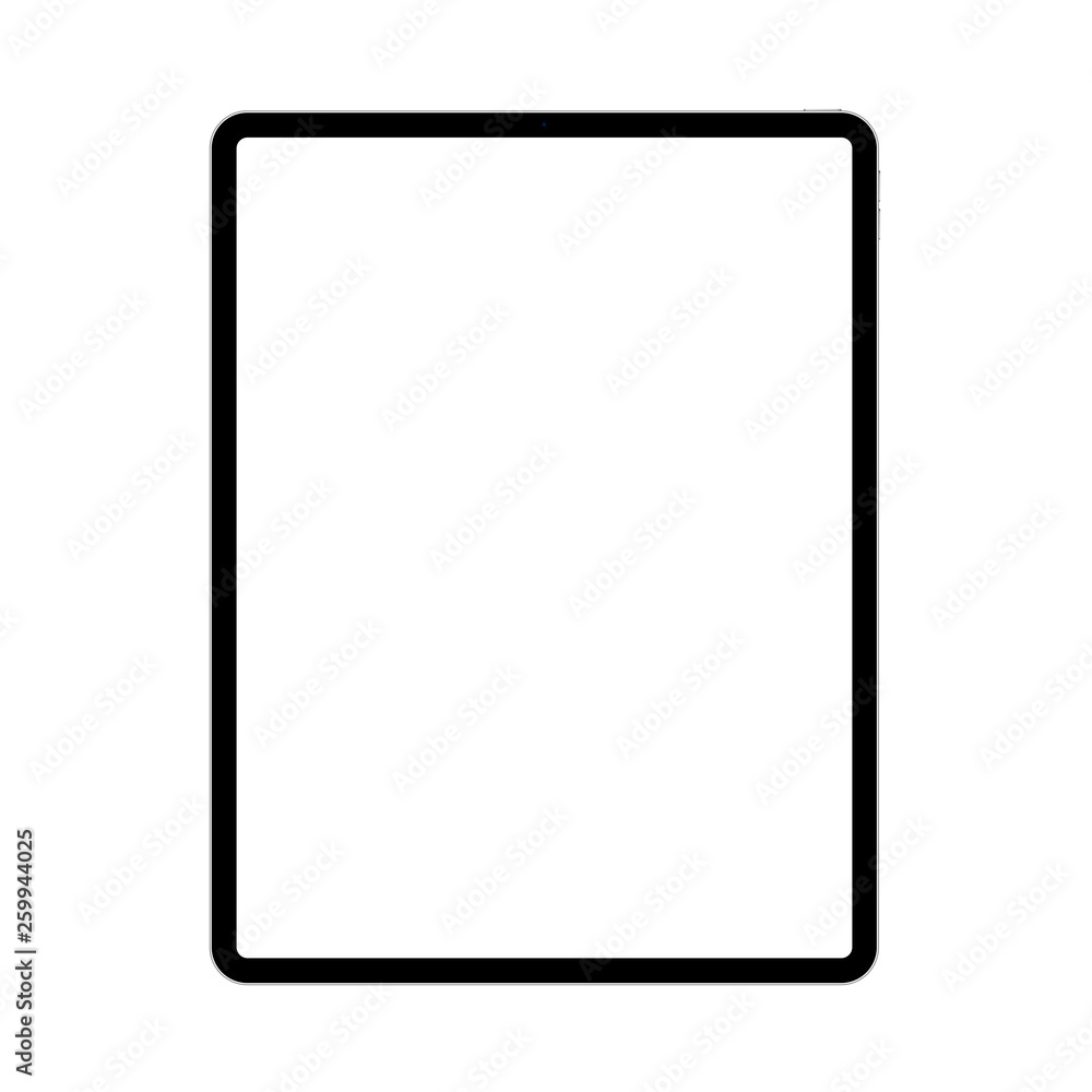 Modern black tablet computer with blank screen isolated on white background. Vector illustration Modern black tablet computer with blank screen isolated on white background. Vector illustration