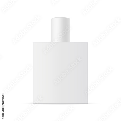 Perfume bottle mockup isolated on white background - front view. Vector illustration