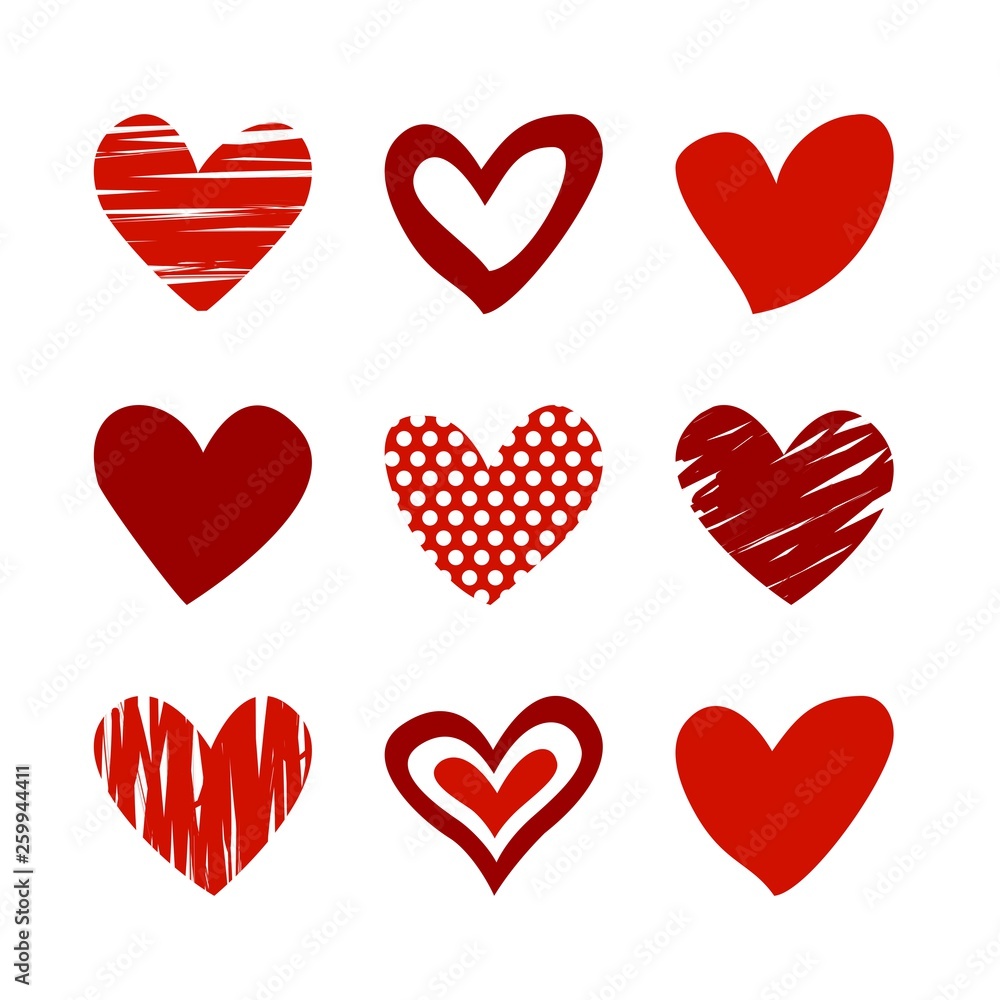 Herzen Vektor Sammlung zum Thema Liebe