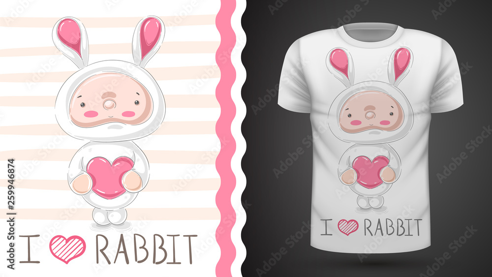 Cute baby rabbit - idea for print t-shirt