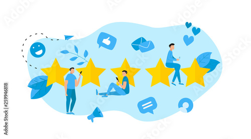 Five star customer rating. Concept of feedback.