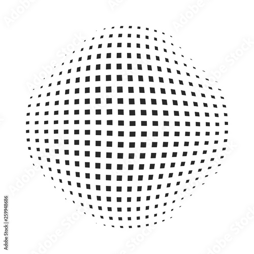 Black abstract circle with halftone dots effect. Vector illustration.