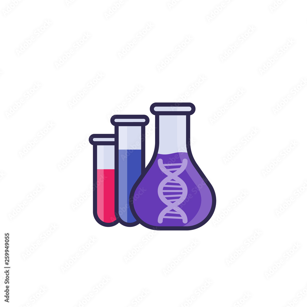 biotechnology icon with lab test tubes and dna symbol biotechnology icon with lab test tubes and dna symbol