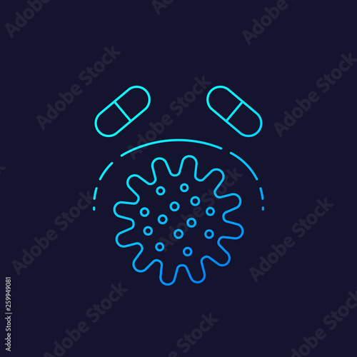 drug resistance, linear vector icon