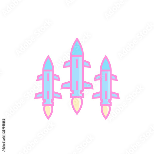 Ballistic missiles on white, vector