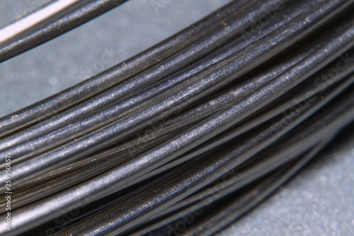 Stainless steel wires in a close-up picture