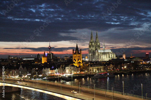 night view Cologne Cathedral in Germany