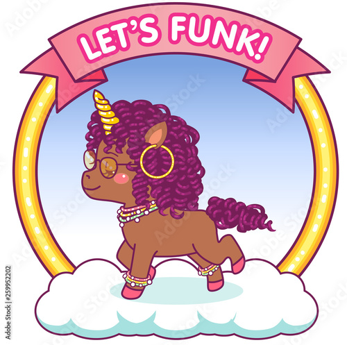 Cute afro unicorn, let's funk 