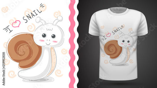 Cute snail - idea for print t-shirt