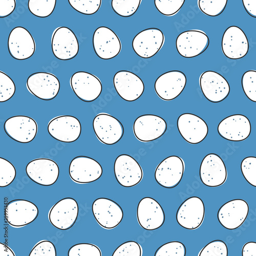 Dotted easter eggs background. Vector seamless pattern.