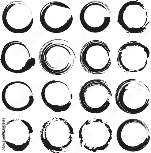 Brush circle. Grunge style. Drawn element brush circle. Brush set. Vector