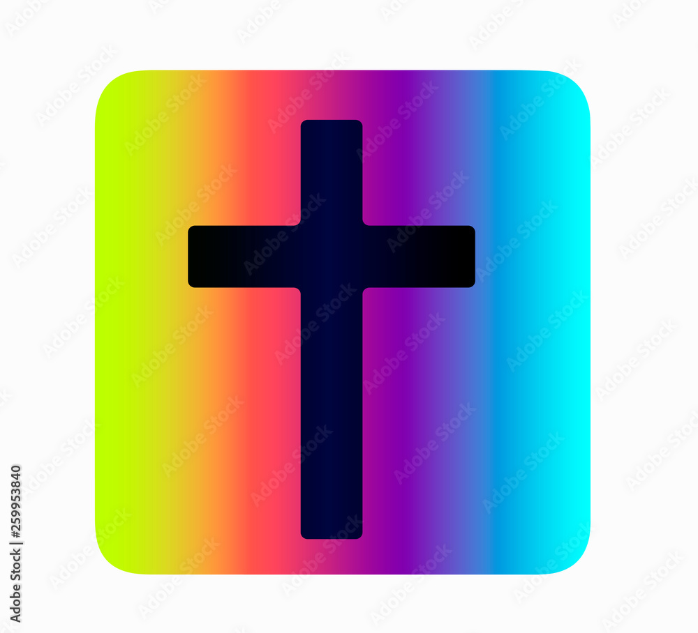 Neon Vector Icon - Christian Cross, Happy Easter. Button layout for website or blog Neon Vector Icon - Christian Cross, Happy Easter. Button layout for website or blog