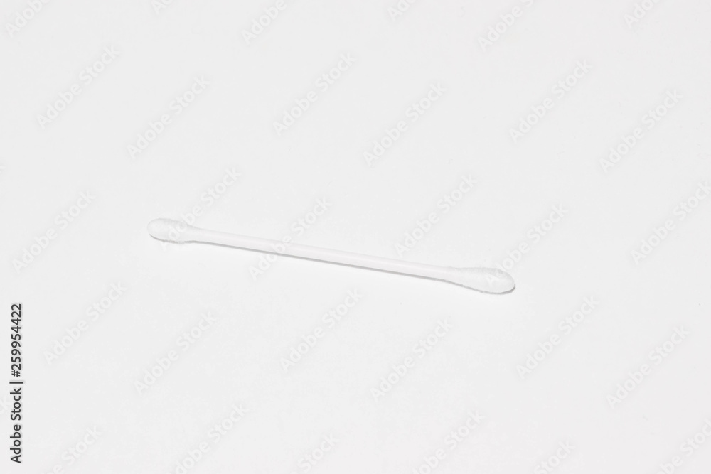 one cotton swab on white background one cotton swab on white background
