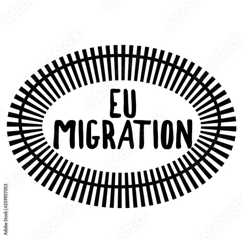 EU MIGRATION stamp on white