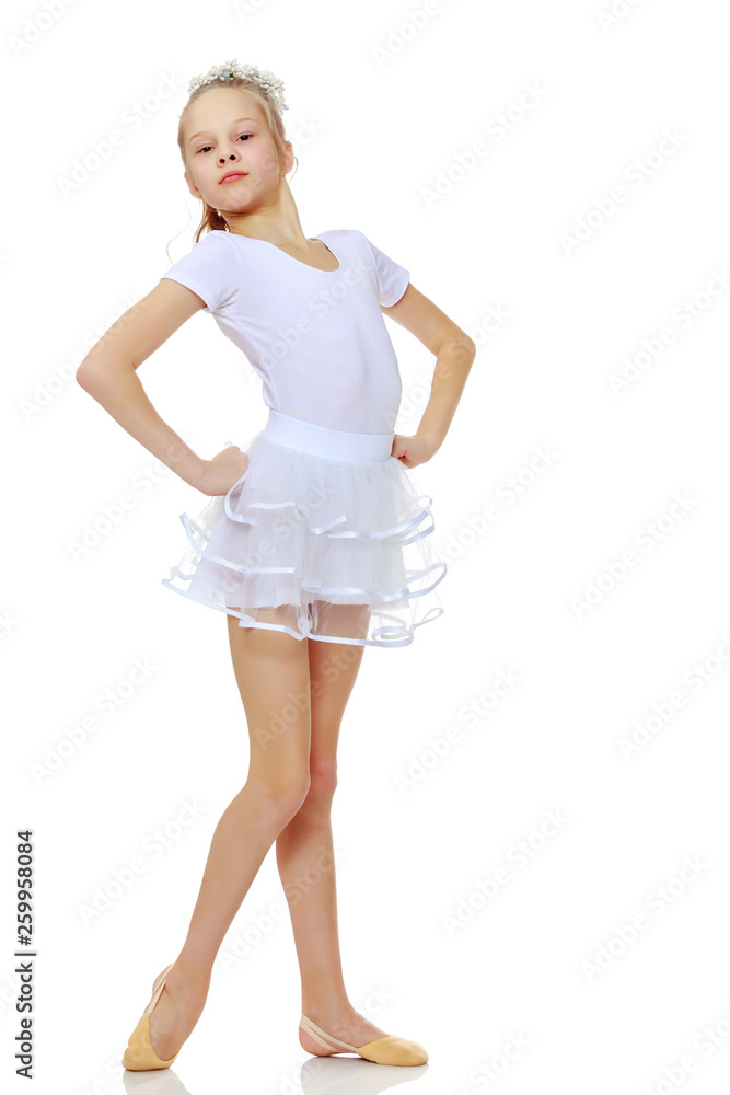 Little girl in gymnastics leotard. Little girl in gymnastics leotard.