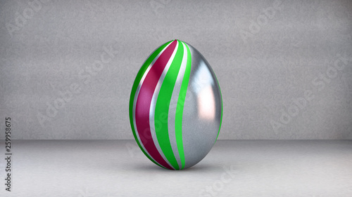 Easter Egg Plata con lineas onduladas fucsia verde