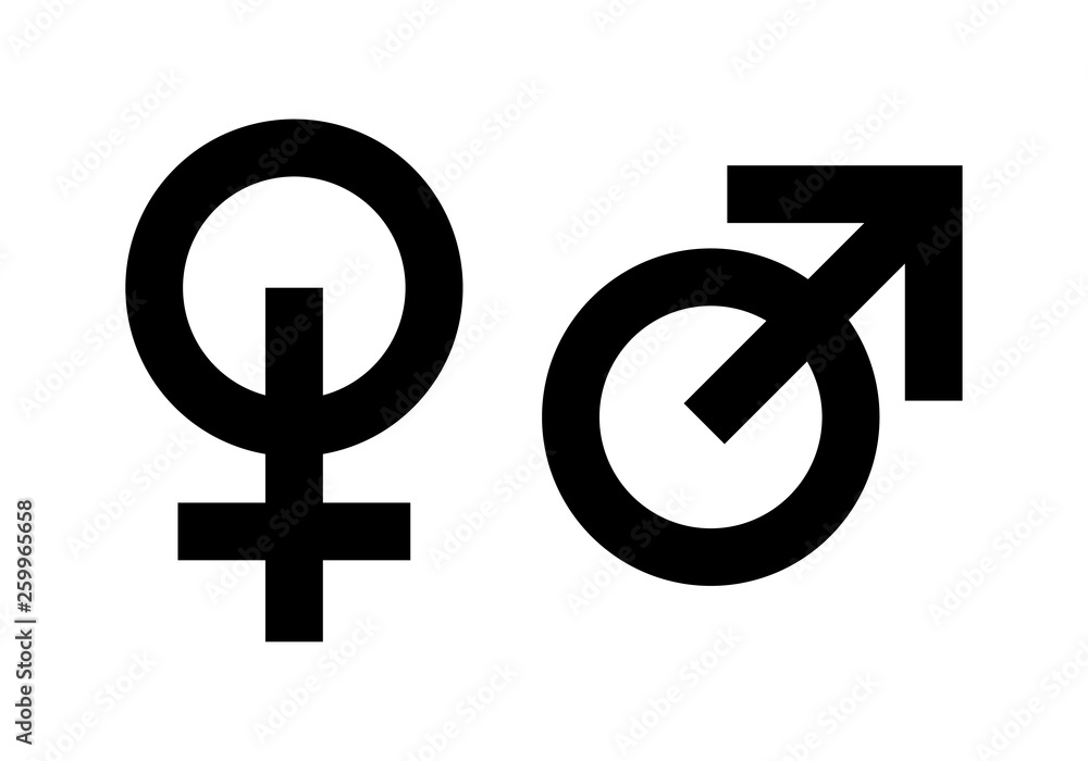 Icons of masculine and feminine, Man and Woman gender. Set of style black Signs isolated on white. Vector illustration in EPS10. Icons of masculine and feminine, Man and Woman gender. Set of style black Signs isolated on white. Vector illustration in EPS10.
