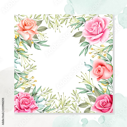 beautiful watercolor floral  wedding card