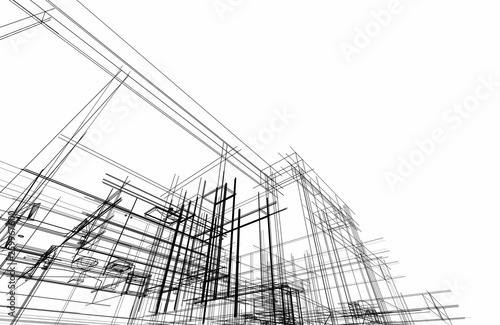 modern house architecture 3d illustration