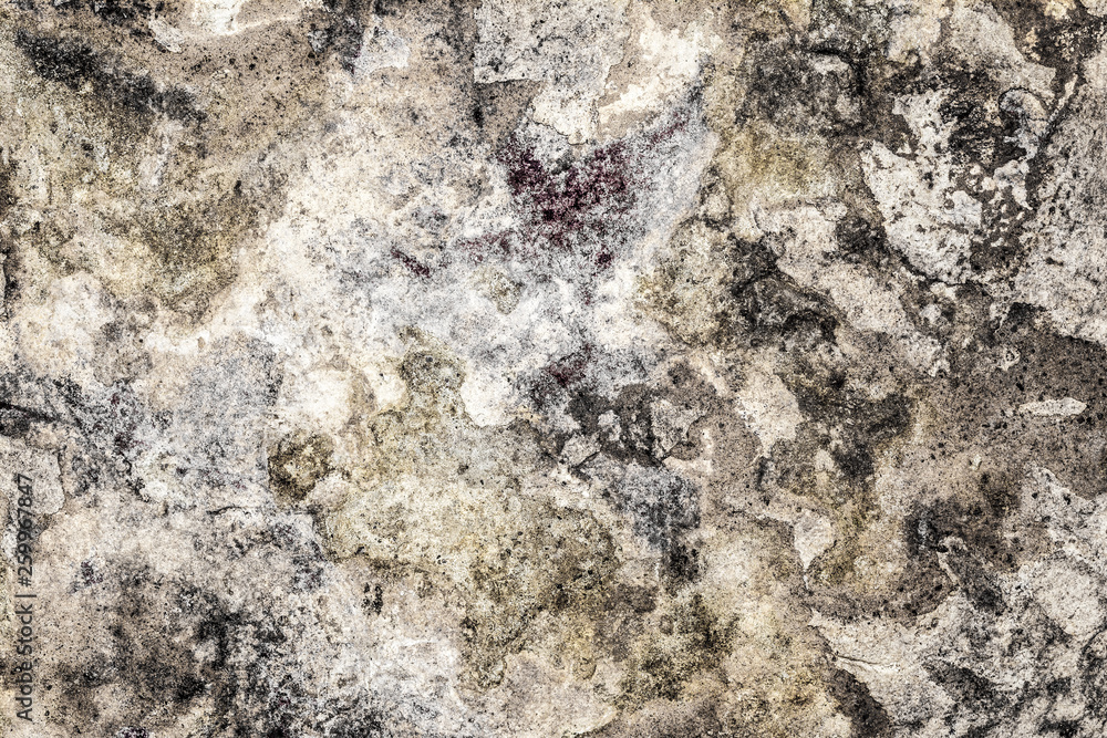 Naklejka premium texture of old antique wall, destroyed layer of concrete wall plaster, dark grunge abstract background