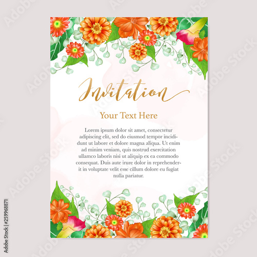 beautiful watercolor floral  wedding card