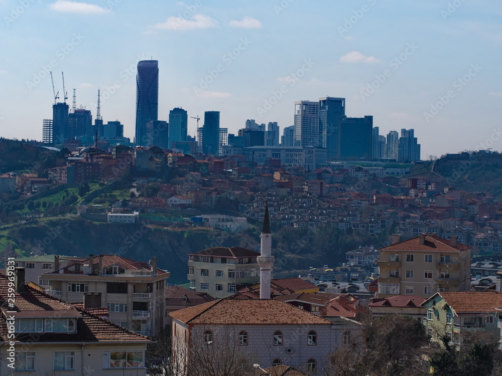 istanbul Maslak district skyscrapers view from distance