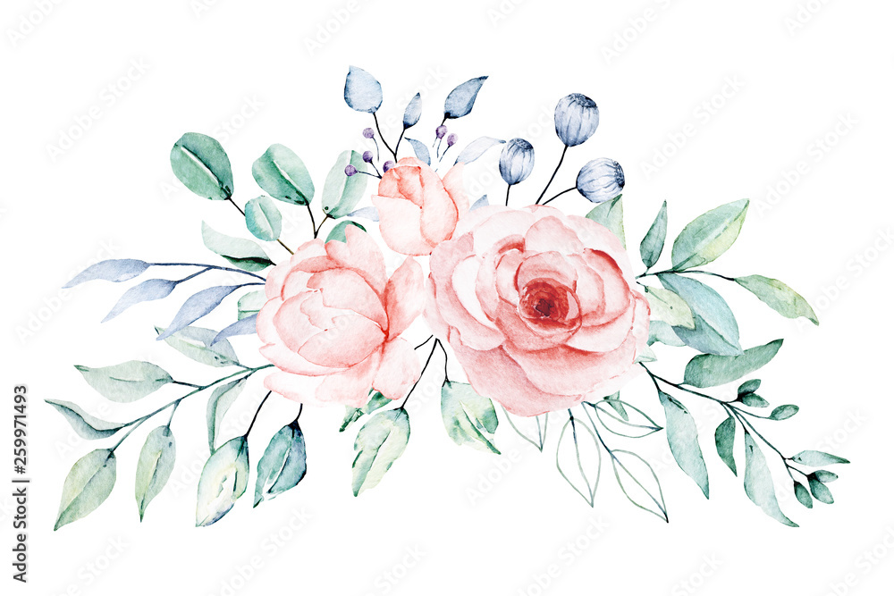 Watercolor flower bouquet. Floral clip art. Perfectly for print on ...