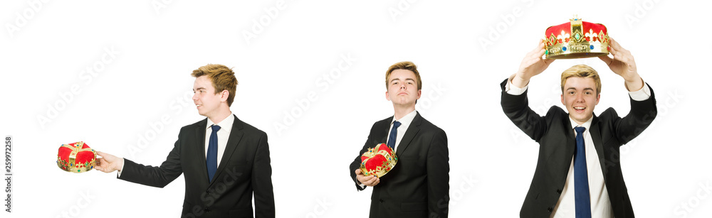 Businessman with crown isolated on white Businessman with crown isolated on white