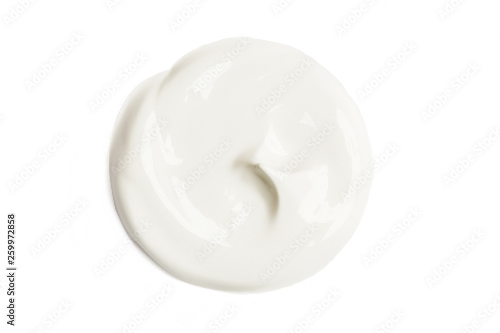 White moisturizer cream sample isolated on white background White moisturizer cream sample isolated on white background