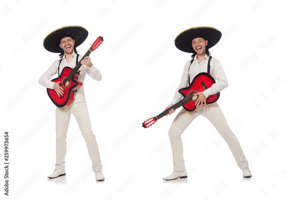 Mexican guitar player isolated on white Mexican guitar player isolated on white