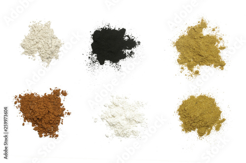 Vászonkép Various cosmetic powder isolated on white background