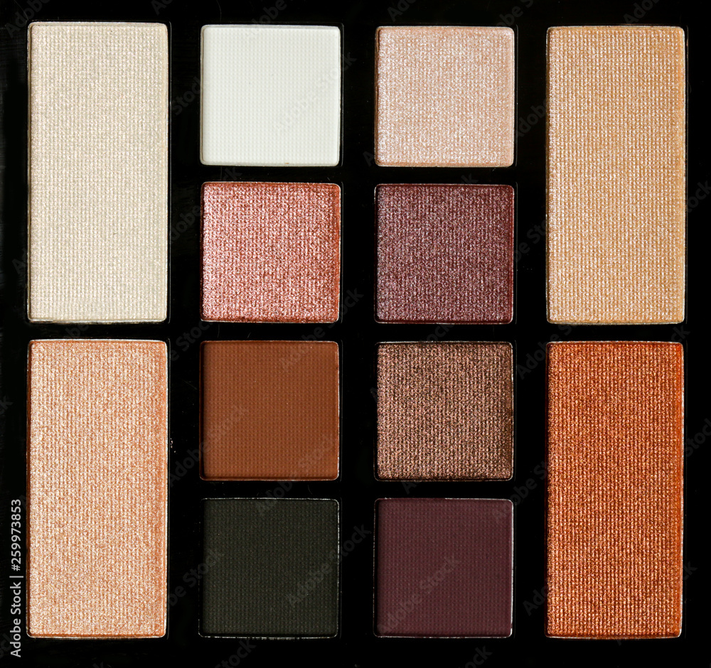 Earth brown tones eyeshadow palette, top view Stock Photo | Adobe Stock