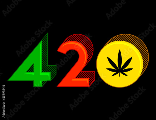 420 Cannabis symbol, Marijuana Leaf vector illustration