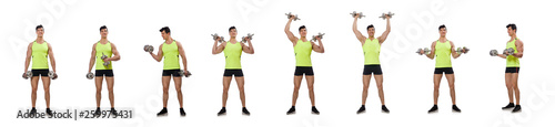 Muscular ripped bodybuilder with dumbbells © Elnur