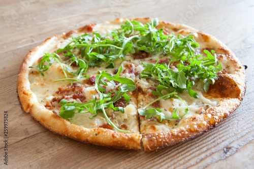 Bacon and Arugula Pizza