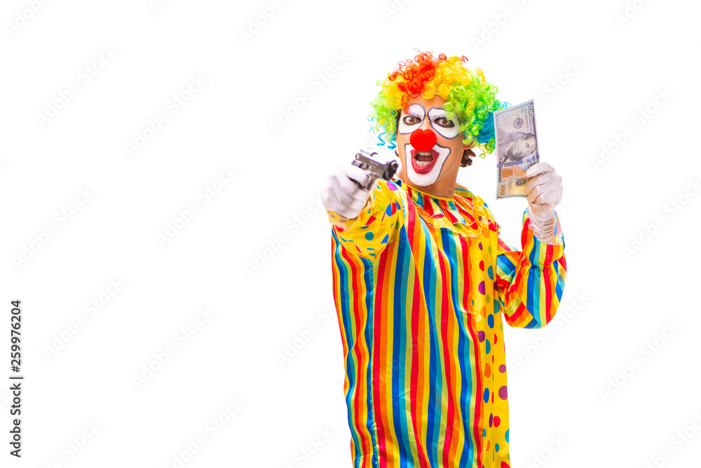 Male clown isolated on white Male clown isolated on white