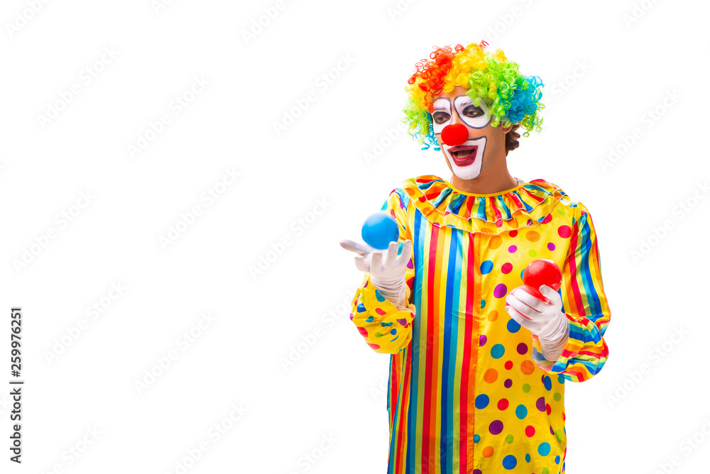 Male clown isolated on white Male clown isolated on white