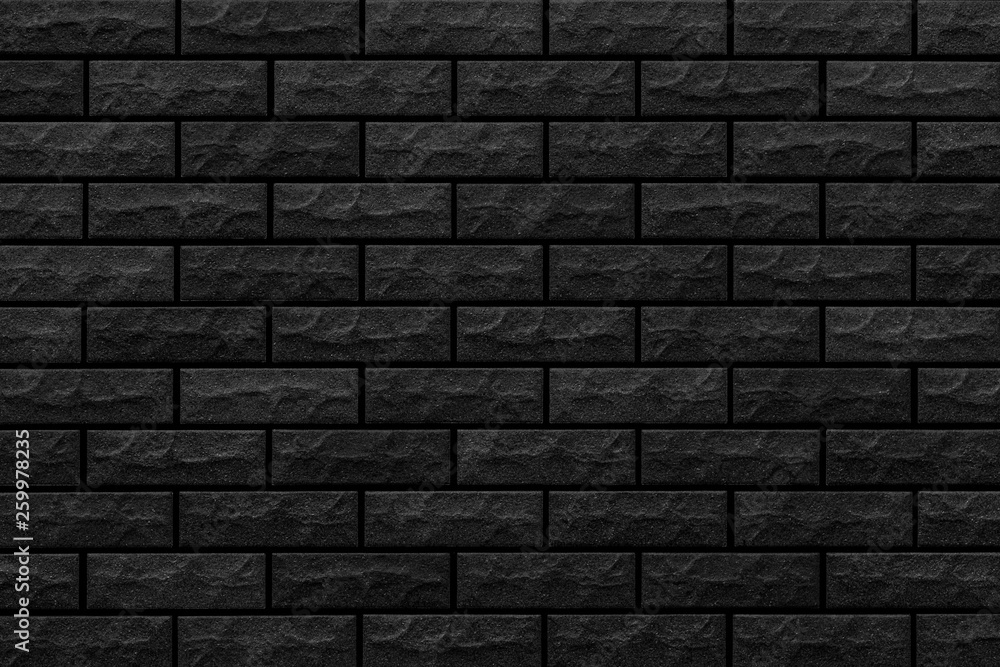 Black modern brick wall texture and background seamless