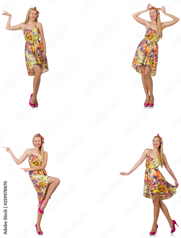 Collage of woman in fashion look isolated on white Collage of woman in fashion look isolated on white