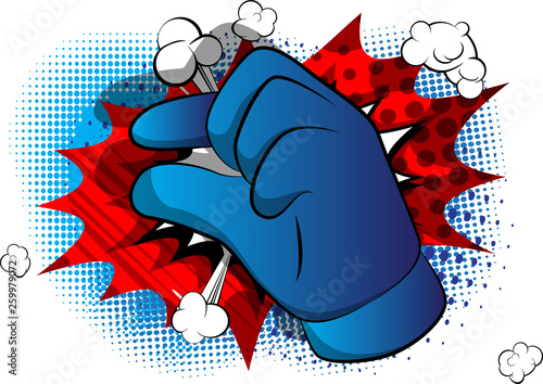 Vector cartoon hand gesturing a small amount. Illustrated hand sign on comic book background.