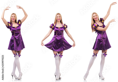 Beautiful dancer in purple dress 