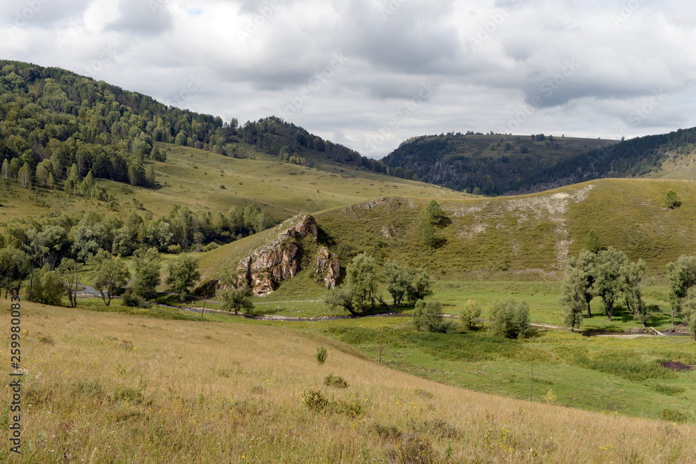 Fototapeta premium Mountain landscape in the vicinity of the village of Generalka Altai Territory. Western Siberia. Russia
