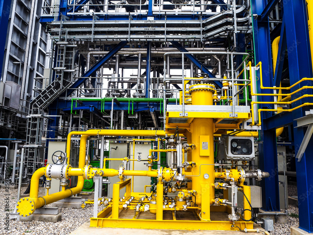 Fuel gas fitter systems in industry zone at Combined-Cycle Co-Generation power plant.