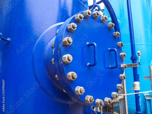 Manhole of water tank in power plant.