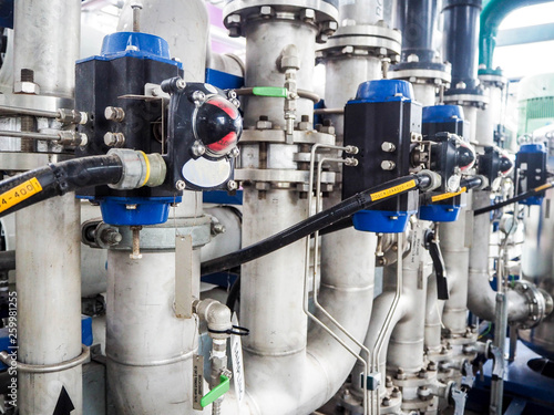Pneumatic valve for On-Off type which apply industrial zone and popular to install with tank, pipe, pump and pond in Combined-Cycle Co-Generation Power Plant.