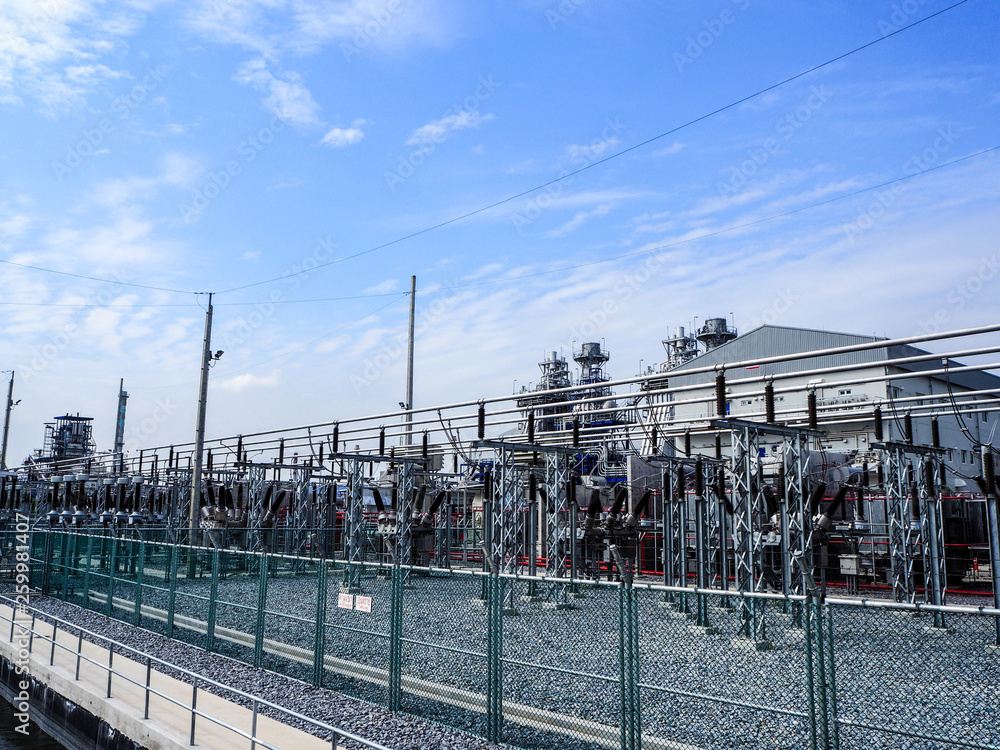 Electric power substation of combine cycle recover power plant. Electric power substation of combine cycle recover power plant.