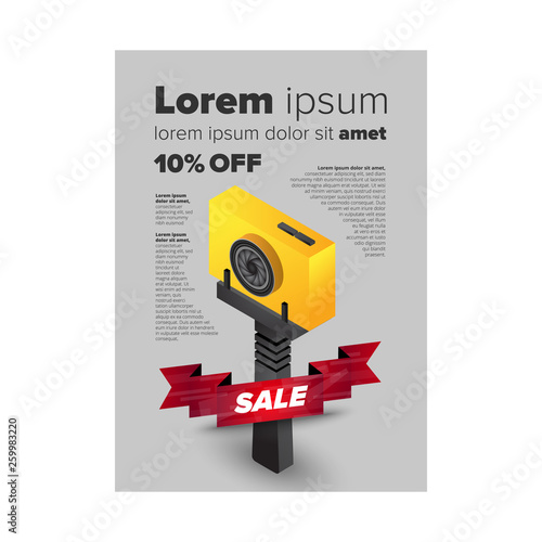 Ad banner with the isometric smartphone monopod