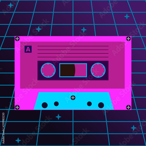 Audio cassette in the vintage design style