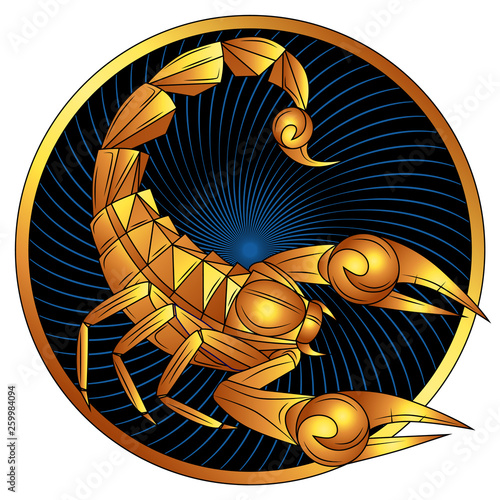 Scorpio golden zodiac sign vector horoscope symbol