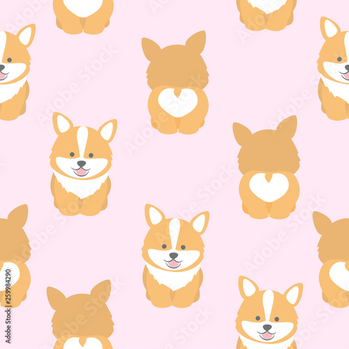 Cute corgi dog seamless pattern vector